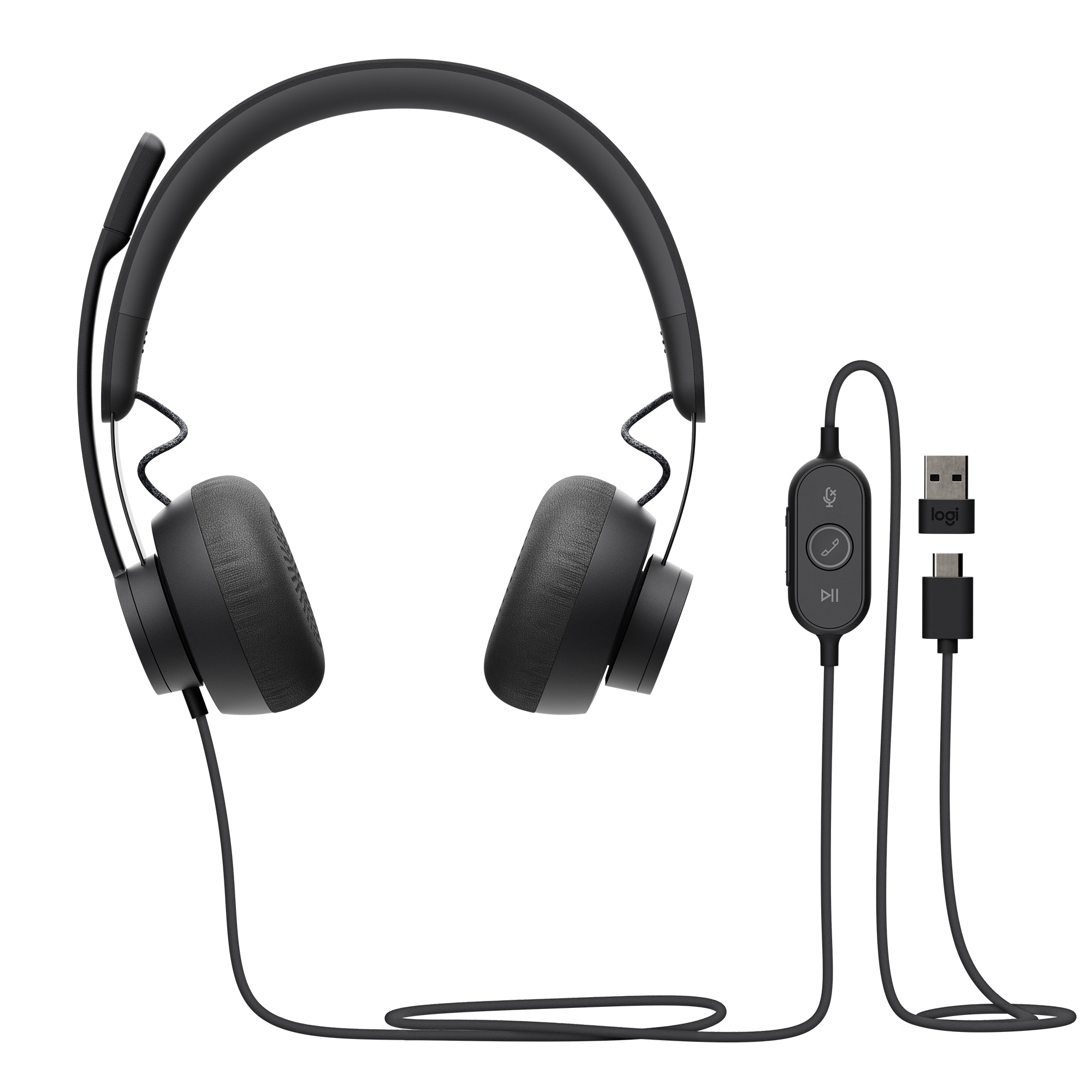 Logitech Zone 750 Headset Wired Head-band Office/Call center USB Type-C Graphite - 981-001104